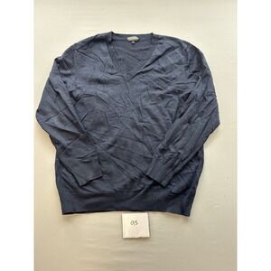 Apparel Collection Mens Navy Blue V-Neck Sweater Size L Long Sleeve Pullover